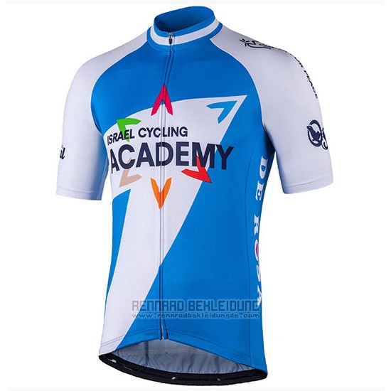 2018 Fahrradbekleidung Israel Cycling Academy Wei und Blau Trikot Kurzarm und Tragerhose - zum Schließen ins Bild klicken